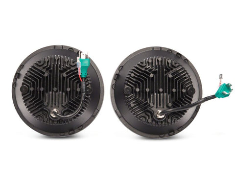 Raxiom 07-18 Jeep Wrangler Axial Series 7-Inch LED Headlights w DRL/ Black Housing - Clear Lens - J178741