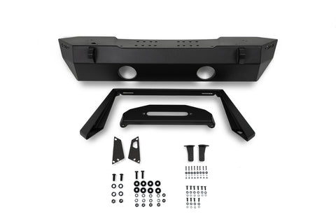 DV8 Offroad 07-23 Jeep Wrangler/Gladiator JT/JK/JL FS-25 Stubby Front Bumper w/Plated Bull Bar - FBJL-06