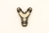 DeatschWerks 6AN Male Flare + 6AN Male Flare to 8AN Male Flare Y Block Fitting - 6-02-0702