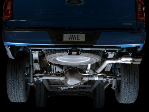 AWE 0FG 21+ Ford F150 Dual Side Exit Cat-Back Exhaust - 4.5in Diamond Black Tips - 3015-23059
