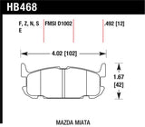 Hawk 03-05 Miata w/ Sport Suspension Blue 9012 Race Rear Brake Pads D1002 - HB468E.492
