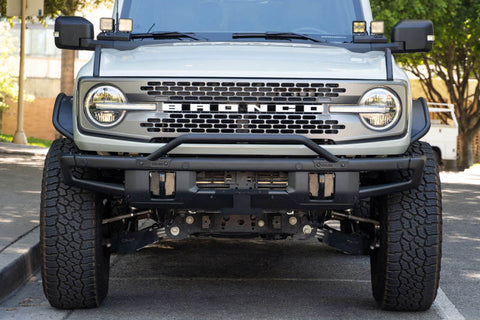 DV8 Offroad 21-22 Ford Bronco Factory Front Bumper Licence Relocation Bracket - Front - LPBR-01