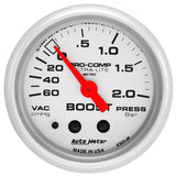Autometer Ultra-Lite 52mm 60cm/HG-2.0Bar Mechanical Vacuum/Boost Gauge - 4303-M