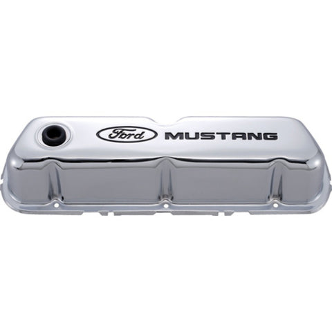 Ford Racing Ford Mustang Logo Stamped Steel Chrome Valve Covers - 302-100