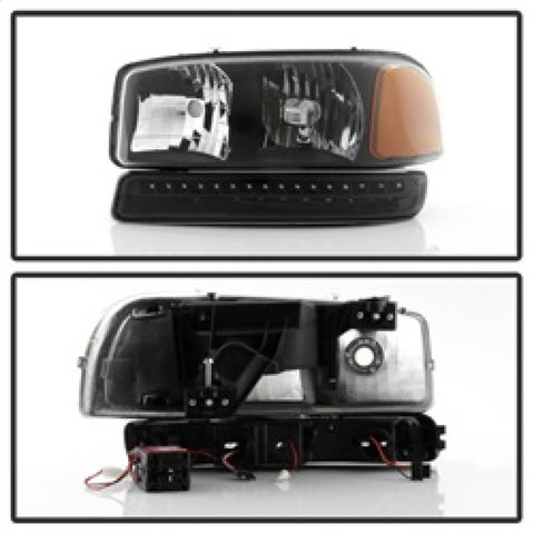 xTune GMC Sierra 99-06 /Yukon 00-06 Headlights & LED Bumper Lights - Black HD-JH-GS99-LED-SET-BK - 9037399