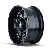 Mayhem 8100 Monstir 17x9 / 5x127 BP / -12mm Offset / 87mm Hub Black w/ Milled Spokes Wheel - 8100-7952M