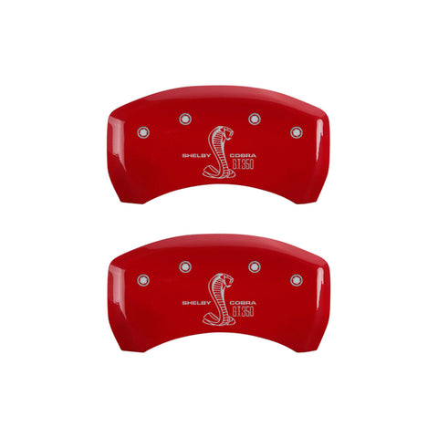 MGP Rear set 2 Caliper Covers Engraved Rear GT350 Shelby & Cobra Red finish silver ch - 10010RGT3RD