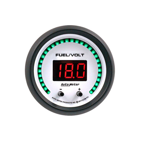 Autometer 52.4mm White Switchable 0-100 Fuel Level/8-18V Voltmeter Phantom Elite Digital Gauge - 6709-PH