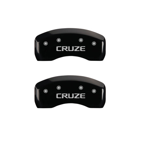 MGP 4 Caliper Covers Engraved Front & Rear Cruze Black Finish Silver Char 2017 Chevrolet Cruze - 14239SCRZBK