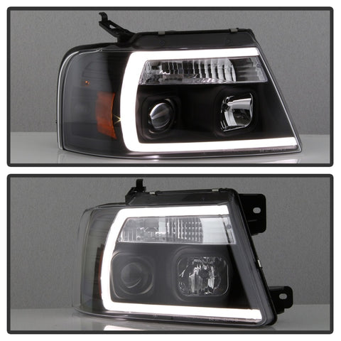Spyder 04-08 Ford F-150 Projector Headlights - Light Bar DRL - Black PRO-YD-FF15004V2-LB-BK - 5084484