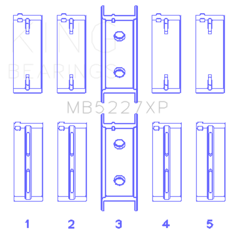 King Engine Bearings Mitsubishi 4G63/4G64 6 Bolt 1st Gen DSM Performance Main Bearing Set - Size STD - MB5227XP