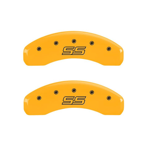 MGP 4 Caliper Covers Engraved F & R Trailblazer SS Yellow Finish Black Char 2008 Chevy Trailblazer - 14030STSSYL