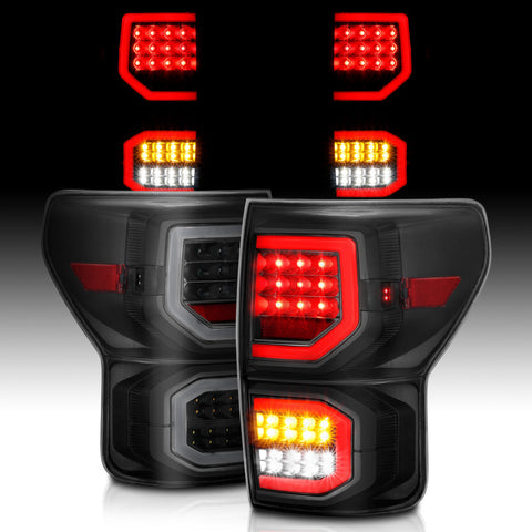 ANZO 2007-2013 Toyota Tundra LED Taillights Plank Style Black w/Smoke Lens - 311337