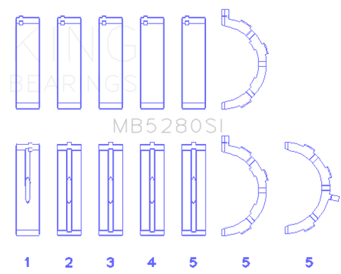 King Ford 281CI/330CI 4.6L/5.4L V8 (Size +0.5) Main Bearing Set - MB5280SI0.5