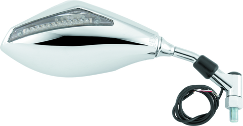 BikeMaster Universal Mirror with Integrated Turn Signals 10mm - Pair - Chrome - 600298