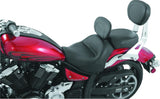 Mustang 11-17 Yamaha Stryker Standard Touring 2PC Seat w/Driver Backrest - Black - 79661