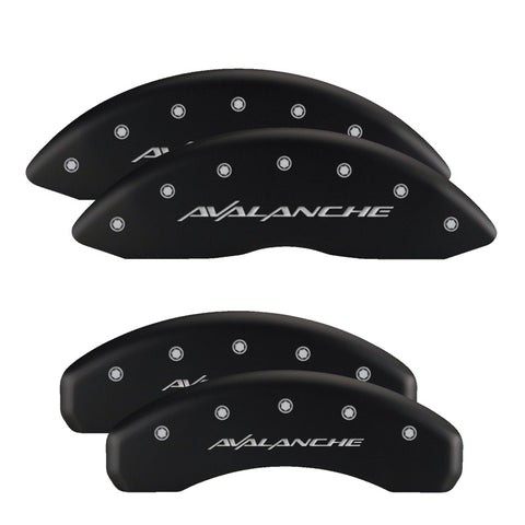 MGP Front set 2 Caliper Covers Engraved Front Silverado Black finish silver ch - 14207FSILBK