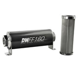 DeatschWerks Stainless Steel 8AN 10 Micron Universal Inline Fuel Filter Housing Kit (160mm) - 8-03-160-010K