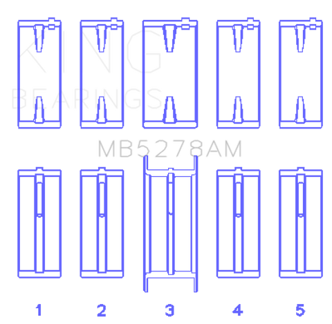 King Engine Bearings Ford 140Ci /2.3Liter/L4 (Size +0.75mm) Main Bearing Set - MB5278AM0.75