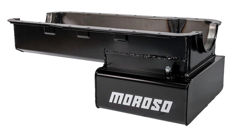 Moroso Ford 351W (w/Front Sump & Billet End Seals) Road Race Baffled Wet Sump 7qt 8in Steel Oil Pan - 20536