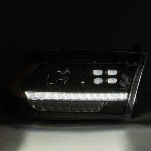 AlphaRex 09-18 Dodge Ram 2500HD LUXX LED Proj Headlights Plank Style Black w/Seq Signal/Smoked DRL - 880520