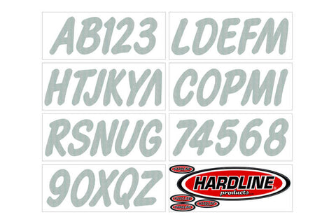Hardline Boat Lettering Registration Kit 3 in. - 400 Silver Solid - SIL400EC