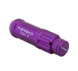 NRG 700 Series M12 X 1.5 Steel Lug Nut w/Dust Cap Cover Set 21 Pc w/Locks & Lock Socket - Purple - LN-LS700PP-21