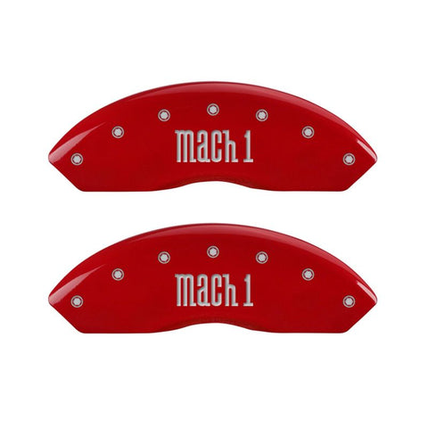 MGP 4 Caliper Covers Engraved Front & Rear Mach 1 Red finish silver ch - 10017SMCHRD