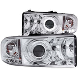 ANZO 1994-2001 Dodge Ram Projector Headlights w/ Halo Chrome - 111195