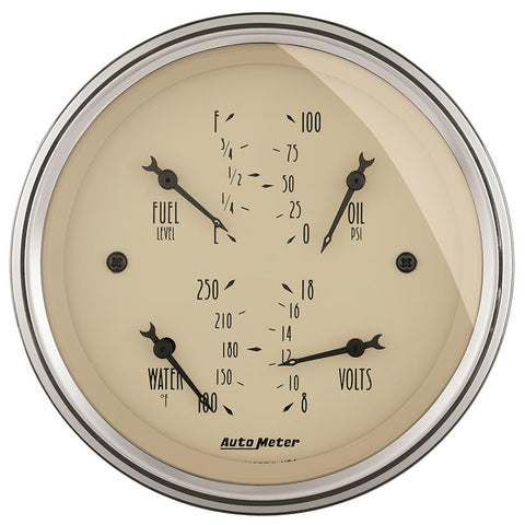 AutoMeter Gauge Quad 3-3/8in. 0 Ohm(e) to 90 Ohm(f)Elec Antique Beige - 1814