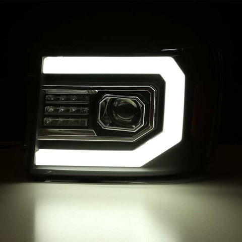 AlphaRex 07-13 GMC 1500HD PRO-Series Proj Headlights Plank Style Gloss Blk w/Activ Light/Seq Signal - 880605