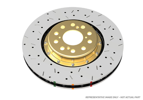 DBA 97-04 Corvette C5/C6 Front Drilled & Slotted 5000 Series 2 Piece Rotor Assembled w/ Gold Hat - DBA52994GLDXS
