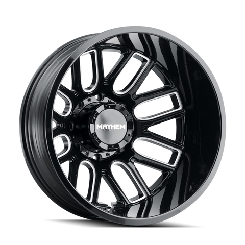 Mayhem 8107D Cogent Dually 22x8.25/8x165.1 BP/-192mm Offset/121.3mm Hub Black w/ Milled Spokes Wheel - 8107D-22881BMR192