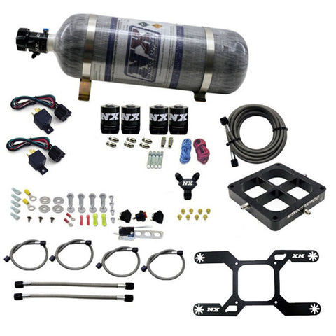 Nitrous Express Dominator Dual Stage Billet Crossbar Nitrous Kit (50-300 & 100-500HP) w/Comp Bottle - 66047-12