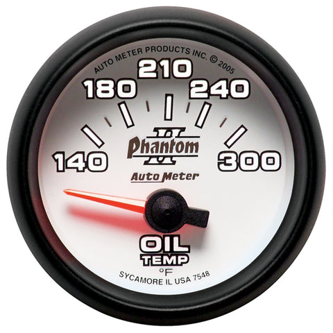 Autometer Phantom II 52mm Short Sweep Electronic 140-300 Deg F Oil Temperature Gauge - 7548