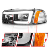 ANZO 99-17 GMC Sierra/Denali Headlights Black Amber (w/C Light Bars) - 111522