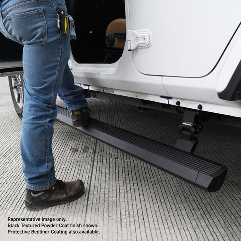 RealTruck 07-17 Jeep Wrangler 4dr VoltStep Electric Running Board Kit (Cut Req.) - Bedliner Coating - 20450572T