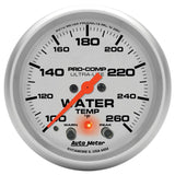Autometer 66.7mm 100-260 degree F Full Sweep Electronic w/ Peak and Warning Water Temperature Gauge - 4454