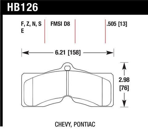Hawk 78-82 Chevy Corvette HT-10 Performance Front Brake Pads - HB126S.505