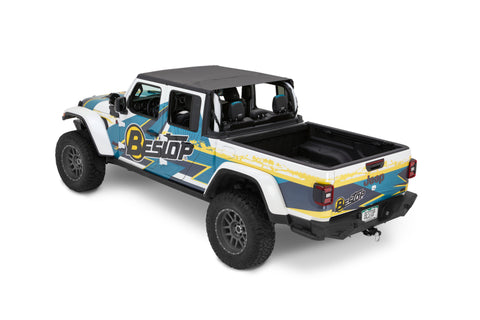 Bestop 24-26 Jeep Gladiator Header Safari Cable Style Bikini (Black Diamond) - 52617-35