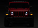 Raxiom 18-23 Jeep Wrangler JL Axial Series 9-In Angel Eye LED Headlights- Blk Housing (Clear Lens) - J177416