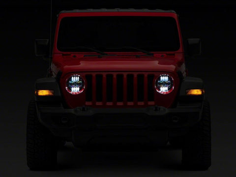 Raxiom 18-23 Jeep Wrangler JL Axial Series 9-In Angel Eye LED Headlights- Blk Housing (Clear Lens) - J177416