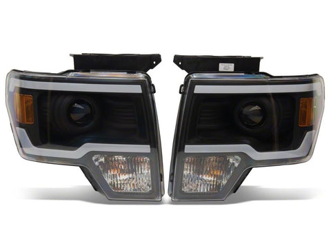 Raxiom 09-14 Ford F-150 Axial Series Projector Headlights w/ LED Light Bar- Blk Housing (Clear Lens) - T566369
