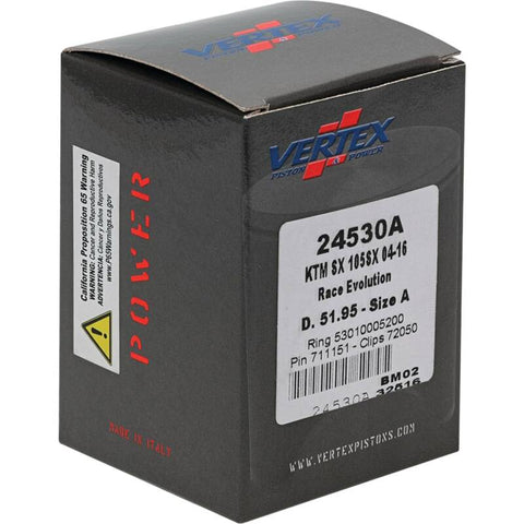 Vertex Piston 04-11 KTM 105 SX 105cc Cast Race Evolution Stroker Piston Kit 112cc 15mm - 24530A