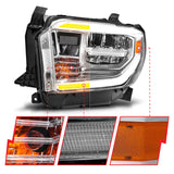 ANZO 2014-2021 Toyota Tundra LED Crystal Headlights w/ Switchback Chrome Housing w/ DRL - 111534