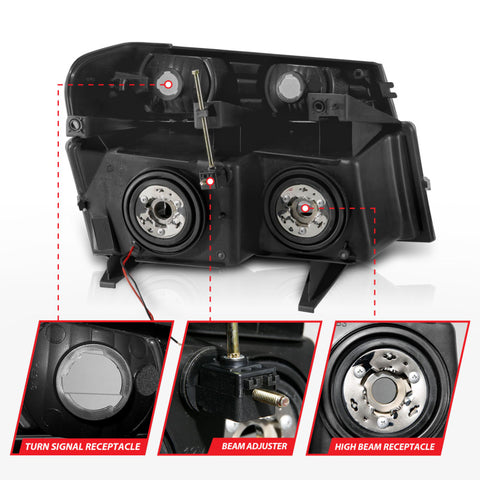ANZO 04-12 GM Colorado/Canyon/I-Series Crystal Headlights - w/ Light Bar Black Housing 4pcs - 111558