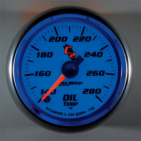 Autometer C2 52mm 140 - 280 Deg. F Electronic Oil Temp Gauge - 7156