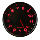 Autometer Spek-Pro Gauge Tachometer 5in 11K Rpm W/Shift Light & Peak Mem Black/Smoke/Black - P23952