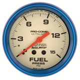 AutoMeter Gauge Fuel Press 2-5/8in. 15PSI Mech. Glow In The Dark Ultra-Nite - 4511