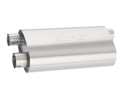 Borla Universal Pro-XS Muffler Oval 3in Inlet/ 2.5in Dual Outlet Transverse Flow Notched Muffler - 400499